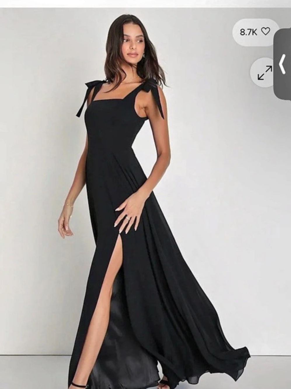 Lulus Love Me Forever Black Square Neck Maxi Dress, size Small
